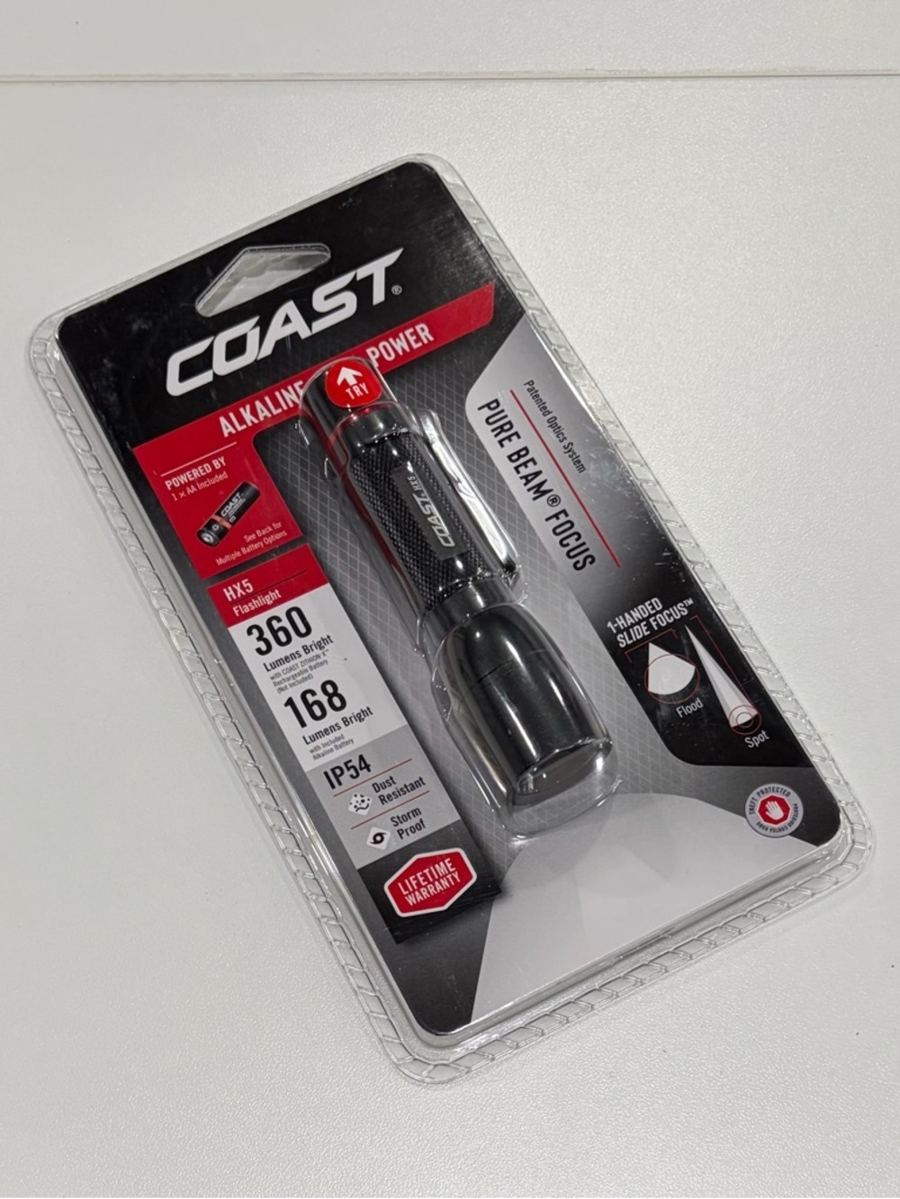 Coast HX5 Flashlight - 168 Lumens Black Light  NWT Storm-Proof Hand Held